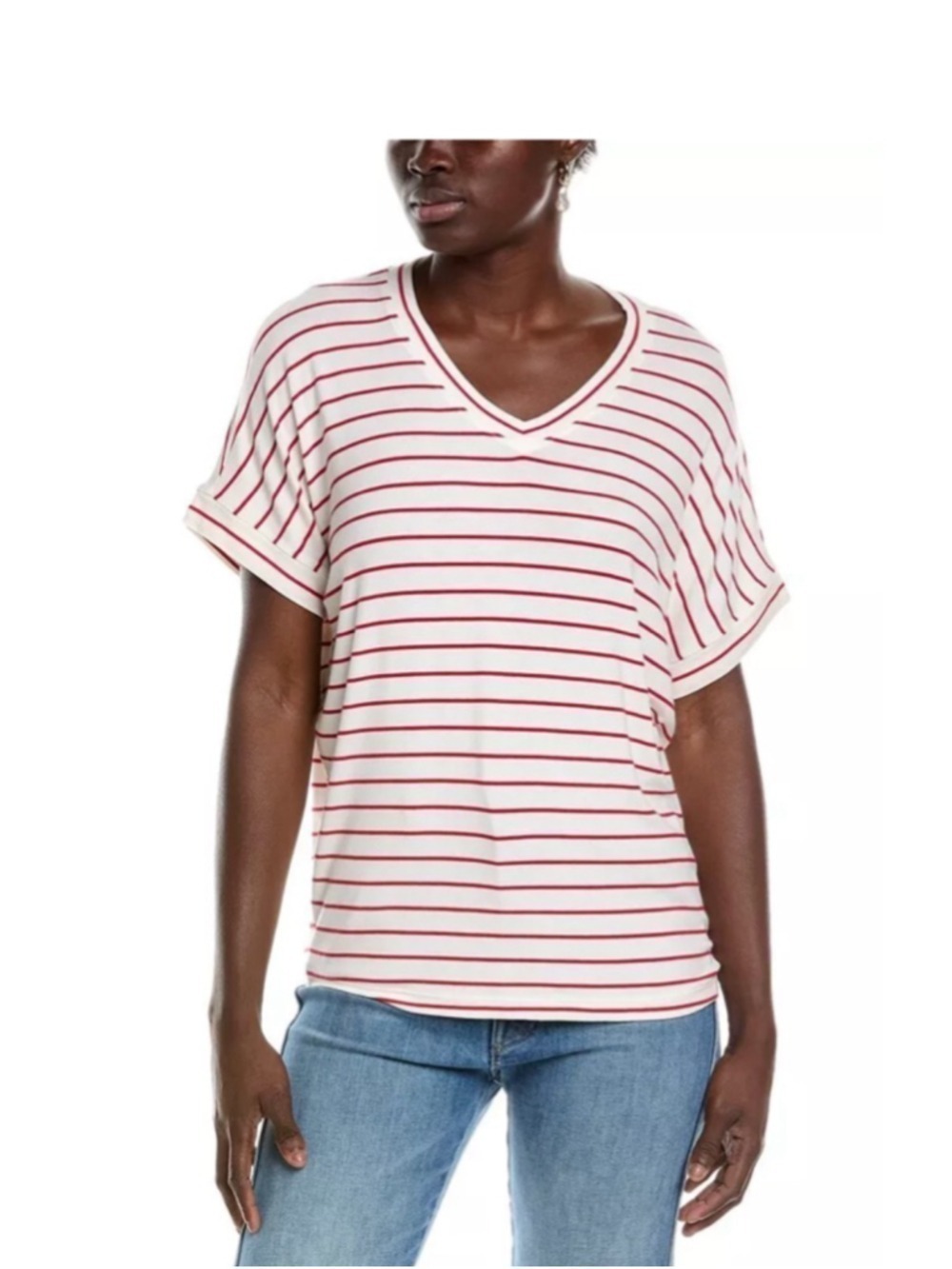 CAbi Cookout Tee Red and White Size M EUC